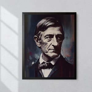 Puede incluir: Un retrato en blanco y negro de un hombre con una expresi&oacute;n seria. Lleva un traje oscuro y una corbata de lazo. El fondo es una acuarela de color azul oscuro y morado.