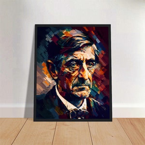 Ralph Waldo Emerson Oil Painting Art Print Portrait POSTER 2 | Philosophy Physical Wall Art | Mindspring Retreat Framed Poster (Black Frame)