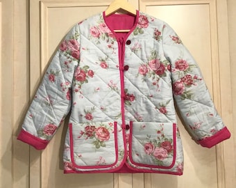 Upcycled, quilted ladies jacket, upcycled bedspread, lined, size 14, 36” bust