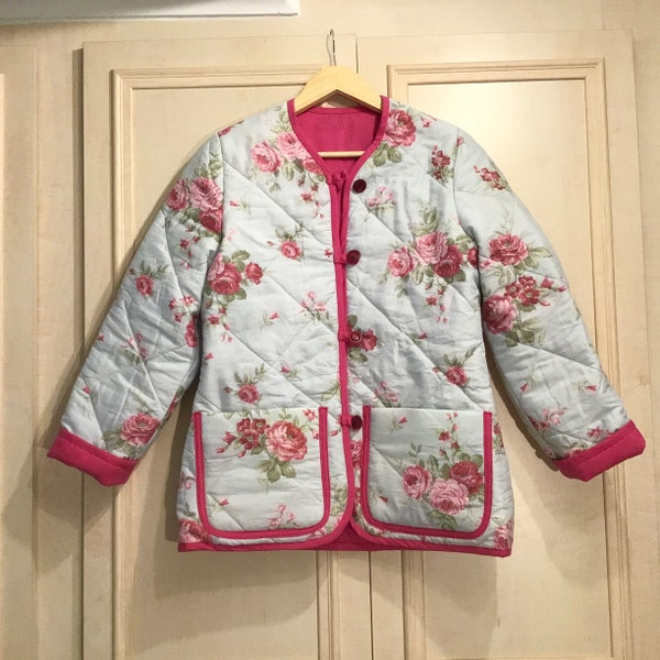 Upcycled, quilted ladies jacket, upcycled bedspread, lined, size 14, 36” bust