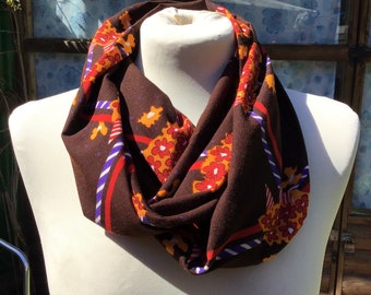 Vintage fabric infinity scarf - zero waste, eco friendly