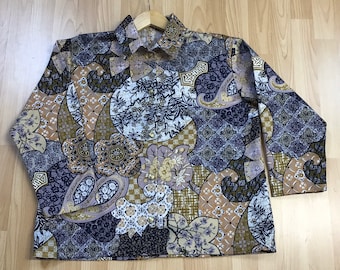 Ladies Jacket Handmade from vintage 1977 heavy cotton fabric, UK 14