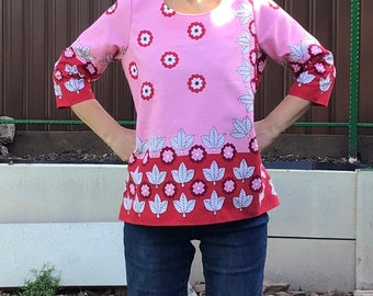 Ladies vibrant pink upcycled top, 10-12 UK