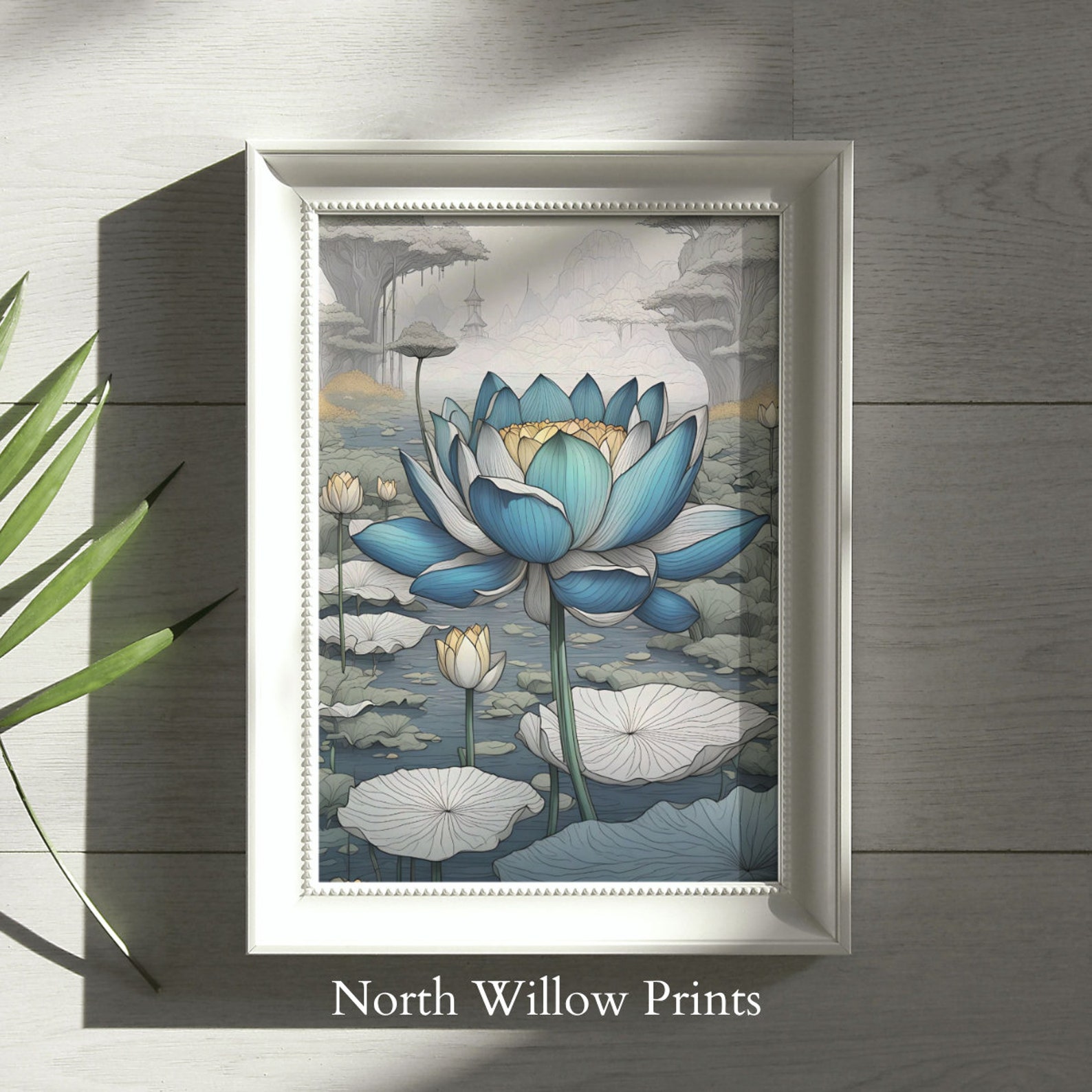 Blue Lotus Flower Digital Printable Wall Art - Etsy