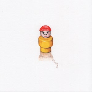 Little People Angry Yellow Boy Disegno originale firmato