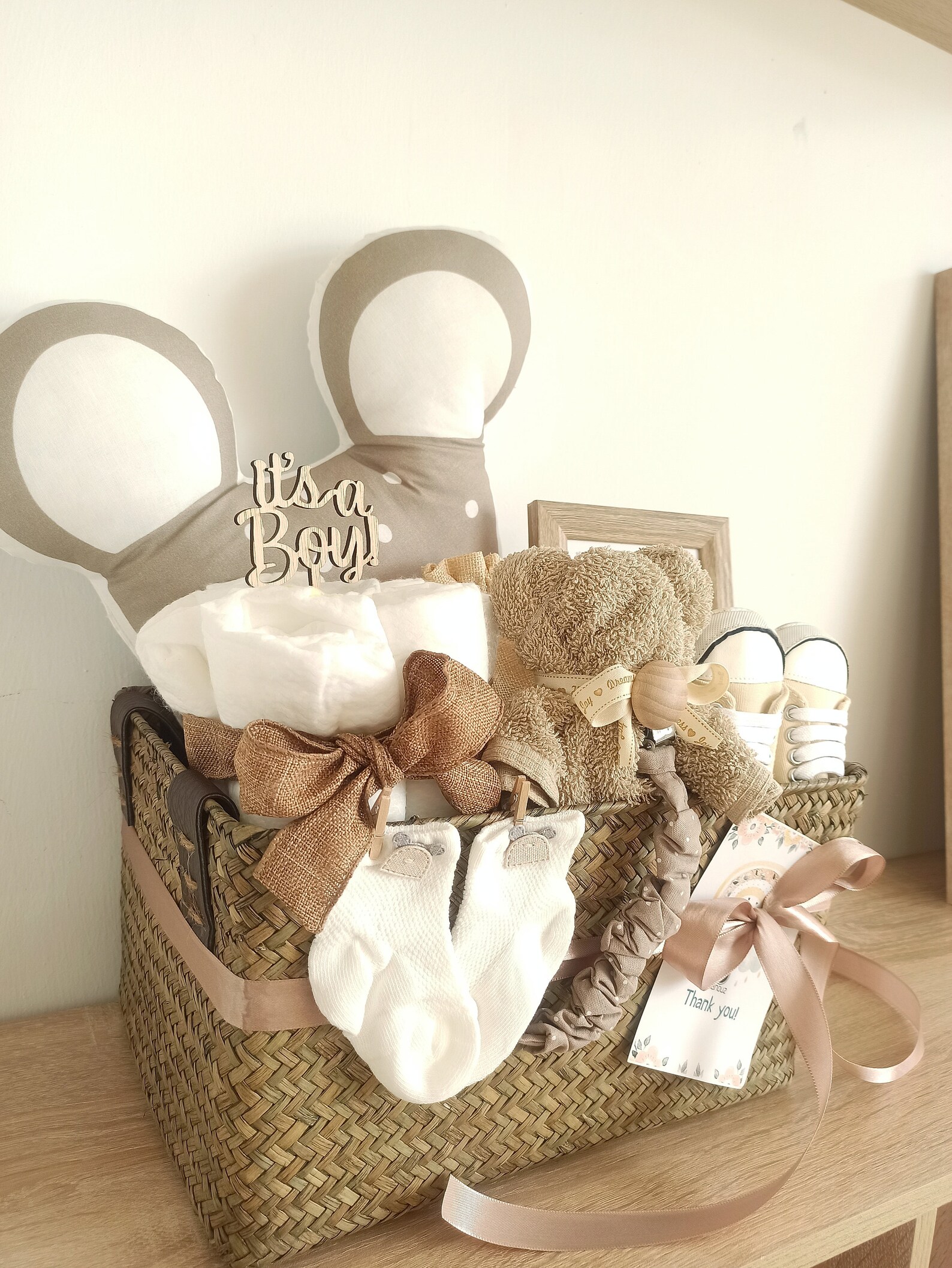 Baby Basket Newborn Basket Baby Shower Basket Baby Gift Basket