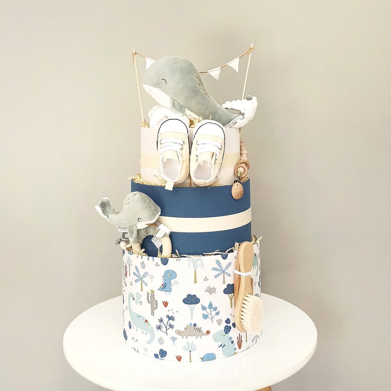 Gâteau de couches Whaleo Grande à la menthe Cadeaux pour nouveau-nés Babyshower Cadeaux pour bébé image 1