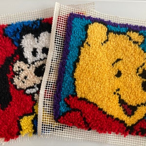 Vintage Winnie the Pooh and Goofy Hook Rugs, 80s/90s, Disney