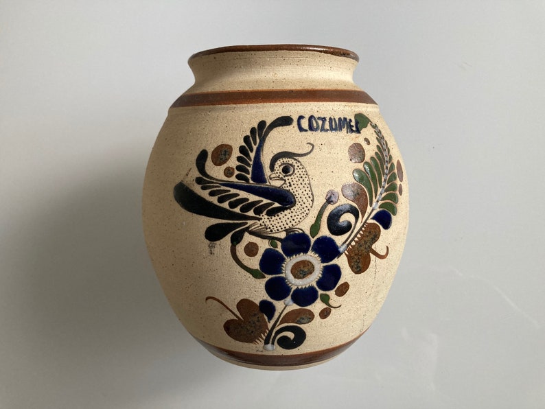 Vintage Cozumel Mexico Sand Vase Vintage Tonala image 1