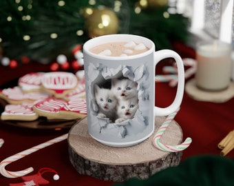15 oz CATS BREAK OUT Mug (Also in 11 Oz) For Coffee Cocoa Tea Beverage