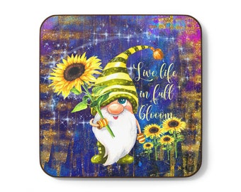 FULL BLOOM GNOME Coaster with Hardboard Back