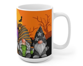 15 oz HALLOWEEN GNOMES Gnome Mug (Also in 11 Oz) For Coffee Cocoa Tea Beverage