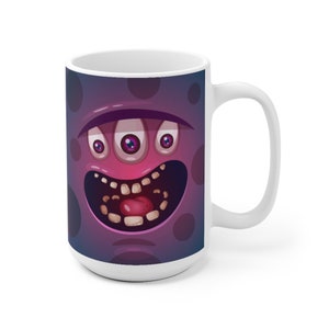 15 oz LIL&#39; MONSTER Mug - Purple (also In 11 Oz) For Coffee Cocoa And Tea