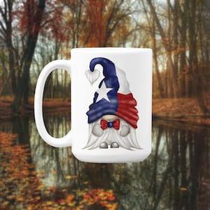 15 oz Mug with FESTIVE TEXAS Gnome For Coffee Cocoa Tea Beverage