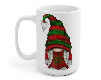 15 oz Mug with LOVABLE BIG Mama Gnome (also In 11 Oz) For Coffee Cocoa Tea Beverage