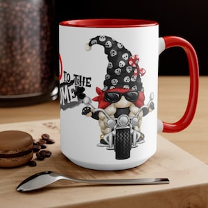 15 oz PERSONALIZED ~ BAD to The Gnome Bikers Mug For Coffee Cocoa Tea Beverage