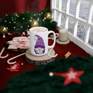 15 oz PURPLE COZY Gnome Mug For Coffee Cocoa Tea Beverage