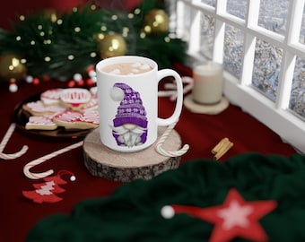 15 oz PURPLE COZY Gnome Mug For Coffee Cocoa Tea Beverage