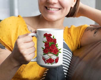 15 oz VALENTINE'S ROSE Gnome Mug with It Was Always You - For Coffee Cocoa Tea Beverage