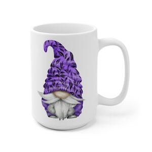 15 oz PURPLE FOLIAGE Gnome Mug (11 oz Available) For Coffee Cocoa Tea Beverage