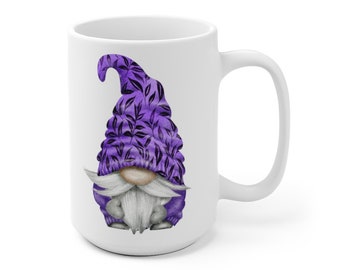 15 oz PURPLE FOLIAGE Gnome Mug (11 oz Available) For Coffee Cocoa Tea Beverage