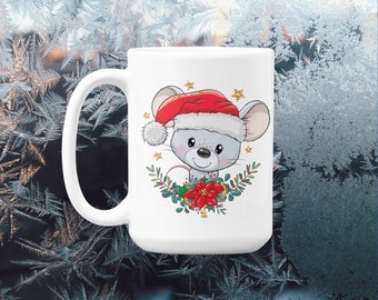 15 oz Mug with CHRISTMAS MOUSE For Coffee Cocoa Tea Beverage
