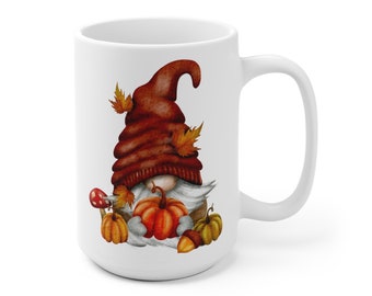 15 oz Mug LOVE AUTUMN GNOME (Also in 11 oz) For Coffee Cocoa Tea Beverage