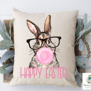 Spring Pillow | Bunny Decor | Easter Pillow | Easter Pillow Cover | 18X18 | Farmhouse Pillowcase | Lumbar Accent Pillow | Throw Pillow