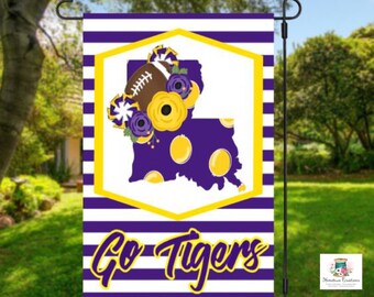 LSU garden flag | Tigers yard flag | LSU tigers | LSU football | welcome flag | garden flag | housewarming gift | fall flag| geaux tigers