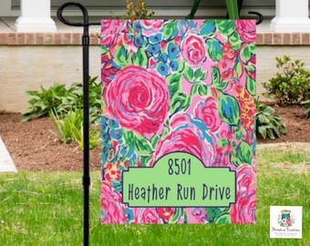 Address Garden Flag | Summer garden flag | Address sign | Personalized gift | garden Decor | Preppy decor| Welcome Flag | housewarming gift