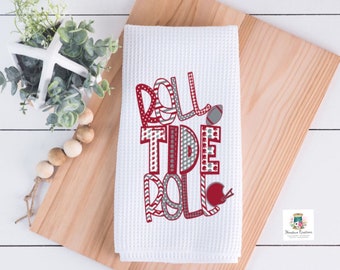 Alabama game day decor | kitchen dish towel | football decor| housewarming gift | Hostess gift | personalized gift | roll tide | home decor