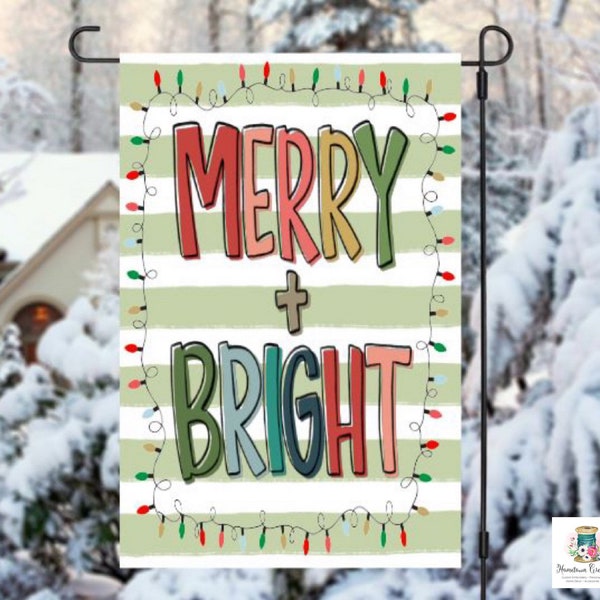 Merry and bright garden flag | Christmas garden flag | Christmas decor | Christmas decorations | housewarming gift | happy holidays | Xmas