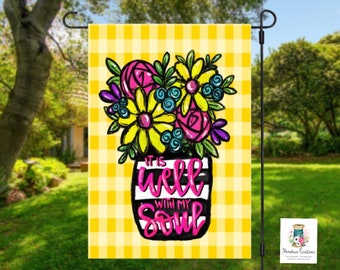 Summer Garden Flag | Floral Garden Flag | It is well with my soul | garden flag | garden Decor | House Flag | housewarming gift | home decor