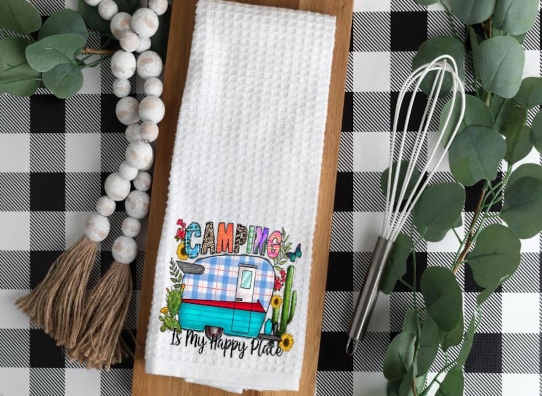 DII Happy Camper Vintage RV Park Dish Towels - 2 Pack Jacquard Kitchen Set