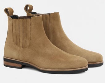 Handmade Tan Suede Chelsea Boot – Mens Casual Ankle Boots for Daily Wear