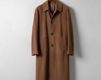 Handmade Brown Suede Trench Coat – Women's Long Overcoat