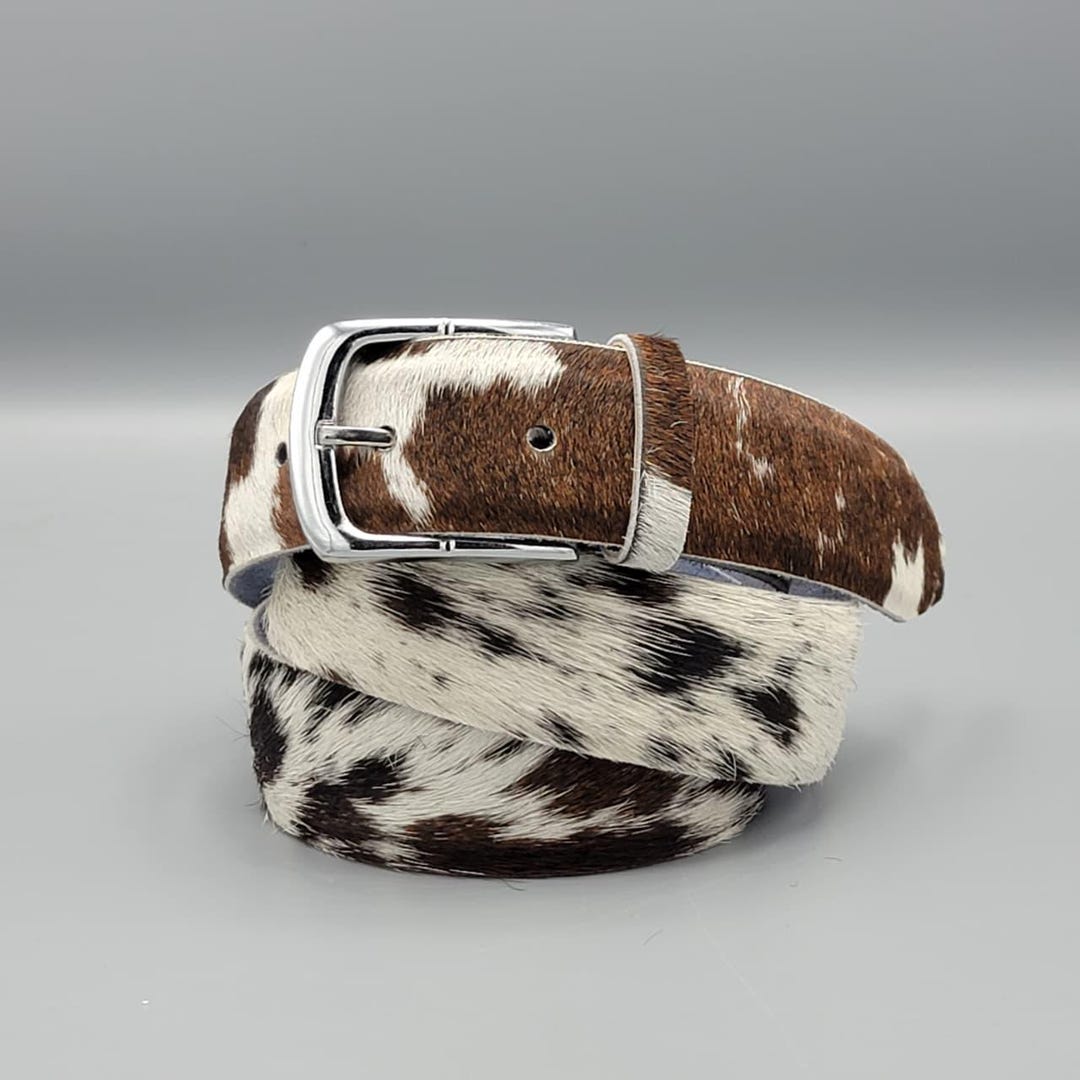 Hair on Cowhide Leather Belt – Handmade Western Rodeo Style Cow