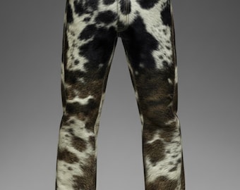 Handmade Hair-On Cowhide Pants – Men's Western Pants for Rodeo & Festivals