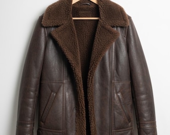 Handmade Brown Shearling B3 Bomber Jacket – Women's Aviator Leather Coat