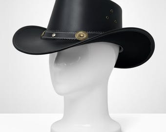 Handmade Yellow Leather Cowboy Hat – Metallic White Western Style Hat