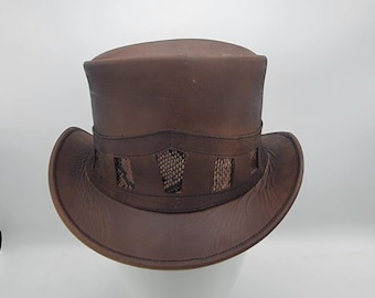 Cowboy Leather Top Hat - Unique Handcrafted Western Fashion for Men