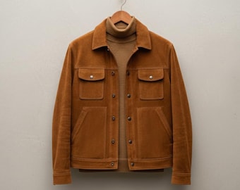 Handmade Brown Suede Jacket – Men's Trucker Style Western Wear