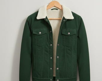 Handcrafted Corduroy Sherpa Trucker Jacket - Warm Winter Essential by Fashion Mode Apparel