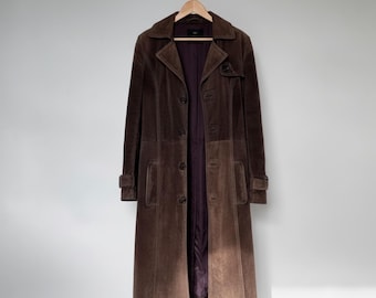 Vintage Brown Suede Coat, Timeless 70s Style Trench for Effortless Fall Fashion