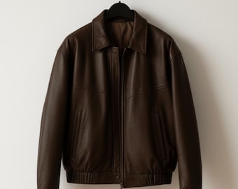 Handmade Brown Leather Jacket – Women's Classic Bomber Style