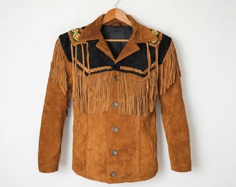 Handmade Brown Suede Jacket – Men's Western Fringe Coat, Vintage Cowboy Style