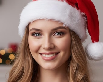 Handmade Red Santa Hat Digital Print – Christmas Holiday Wall Art