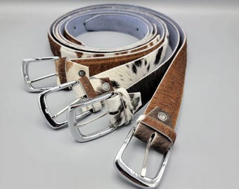 Western Rodeo Belt – Handmade Hair On Cowhide Leather Belt