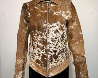 Hair On Cow Print Outfit Cowhide Jacket – Handmade Women’s Leather Jacket