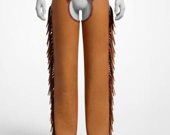 Handmade Brown Leather Chaps - Western Riding Gear for Cowboys & Cowgirls